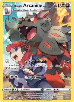 Arcanine de Hisui · Origem Perdida Galeria de Treinador #TG08